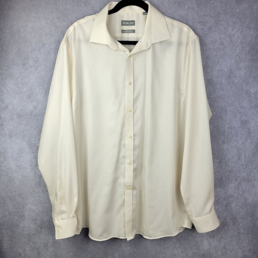 Michael Kors Off-white Button Down Dress Shirt Mens size 17 34/35 Regular Fit